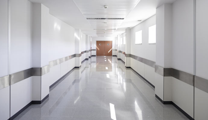 A clean hospital hallway