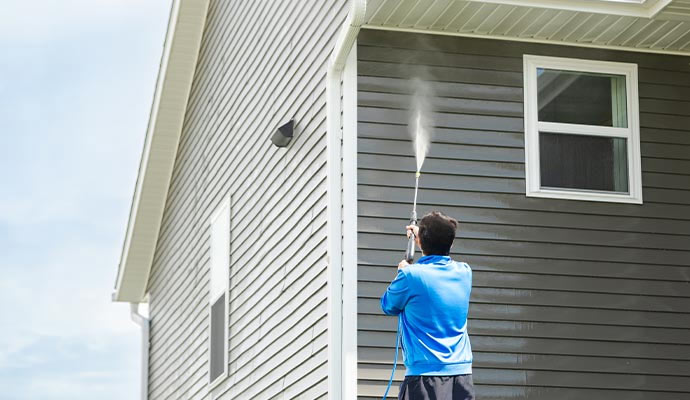 Siding cleaning with soft wash